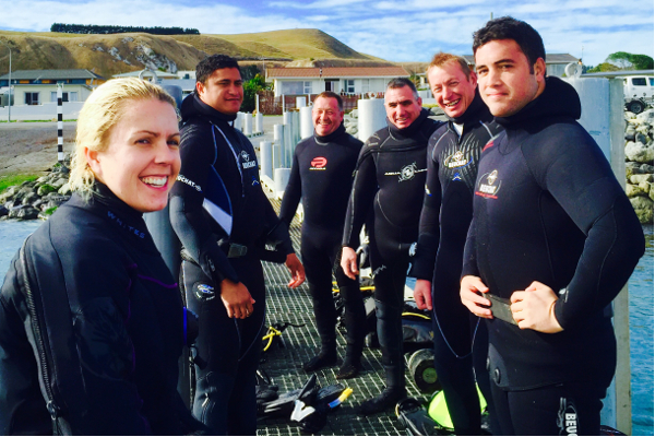 Mel diving in Kaikoura